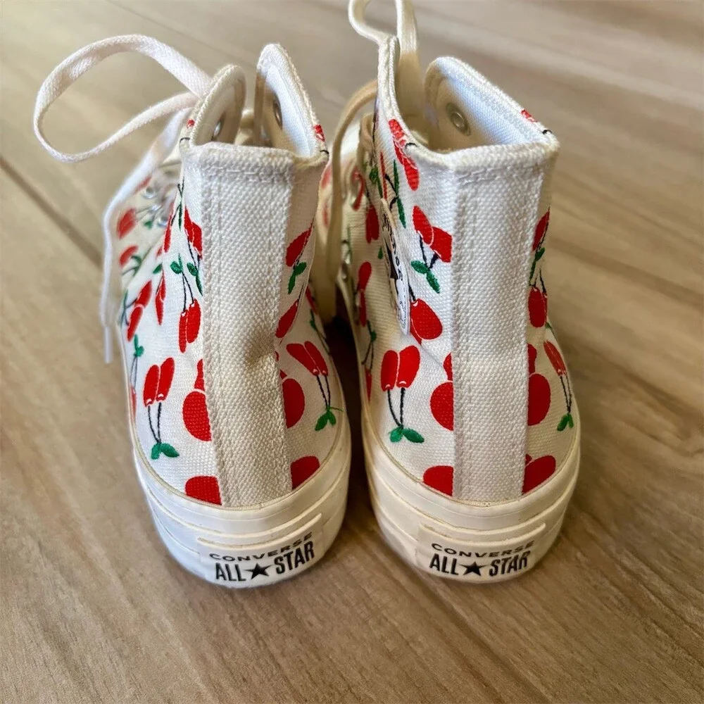 Converse Chuck Taylor All Star Lift Hi Sneakers Womens 6 Cherry Print
